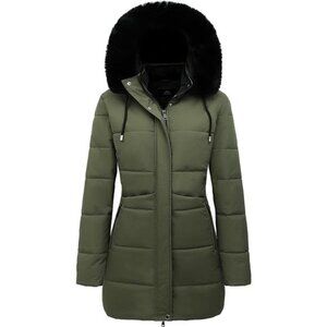 Women's Winter Puffer Coat Jacket Waterproof Green